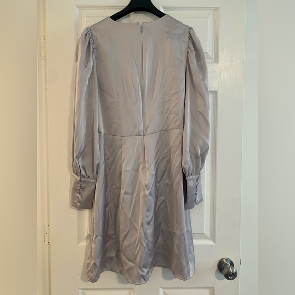 Express Silver Satiny Knee-Length Party Dress - Picture 2 of 3